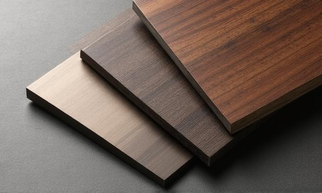 Campioni di materiali innovativi come acciaio acidato e legno bruciato