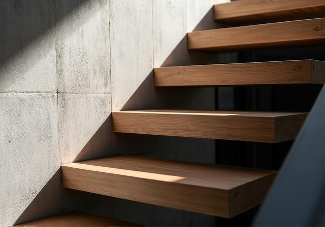 Dettaglio architettonico delle scale OmbraStilo in uno showroom moderno